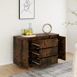 Sideboard with 3 Drawers Smoked Oak 120x41x75 cm Engineered Wood - Top-Down View