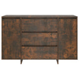Sideboard with 3 Drawers Smoked Oak 120x41x75 cm Engineered Wood - 45-Degree Angle