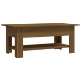 Coffee Table Brown Oak 102x55x42 cm Engineered Wood - Front View