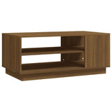 Coffee Table Brown Oak 102x55x43 cm Engineered Wood - Front View