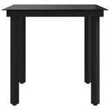 Garden Dining Table Black 80x80x74 cm Steel and Glass - Rear View