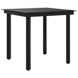 Garden Dining Table Black 80x80x74 cm Steel and Glass - Close-Up Angle