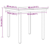 Garden Dining Table Black 80x80x74 cm Steel and Glass