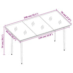 Garden Dining Table Black 140x70x74 cm Steel and Glass