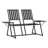 2-Seater Garden Bench 165 cm Black Steel - Front View