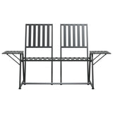 2-Seater Garden Bench 165 cm Black Steel - Side View