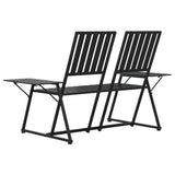 2-Seater Garden Bench 165 cm Black Steel - 45-Degree Angle
