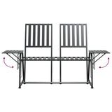 2-Seater Garden Bench 165 cm Black Steel - Rear View