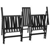 Folding 2-Seater Garden Bench 137 cm Black Steel - Rear View