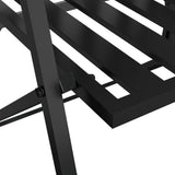 Folding 2-Seater Garden Bench 137 cm Black Steel - Close-Up Angle