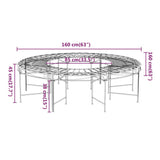 Round Tree Bench Ø160 cm Black Steel - Rear View