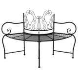 Tree Bench 150 cm Black Steel - Top-Down View