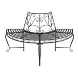 Half Round Tree Bench ?60 cm Black Steel