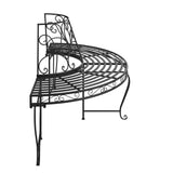 Half Round Tree Bench ?60 cm Black Steel
