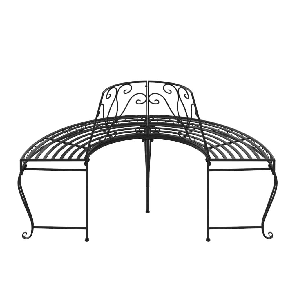 Half Round Tree Bench ?60 cm Black Steel