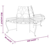 Half Round Tree Bench ?60 cm Black Steel - Rear View