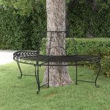 Half Round Tree Bench ?60 cm Black Steel