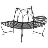 Half Round Tree Bench ?59 cm Black Steel