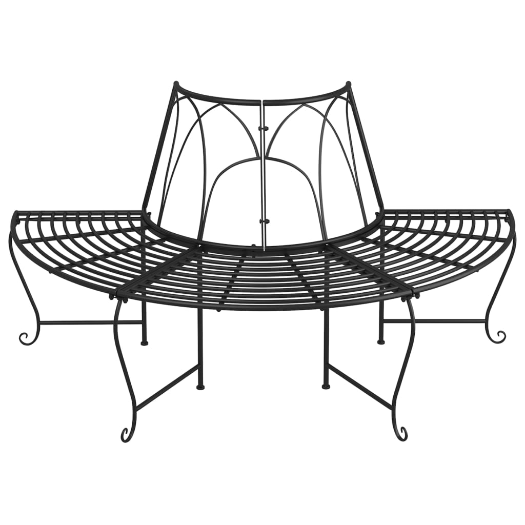 Half Round Tree Bench ?59 cm Black Steel