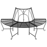 Half Round Tree Bench ?59 cm Black Steel