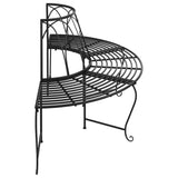 Half Round Tree Bench ?59 cm Black Steel - Top-Down View