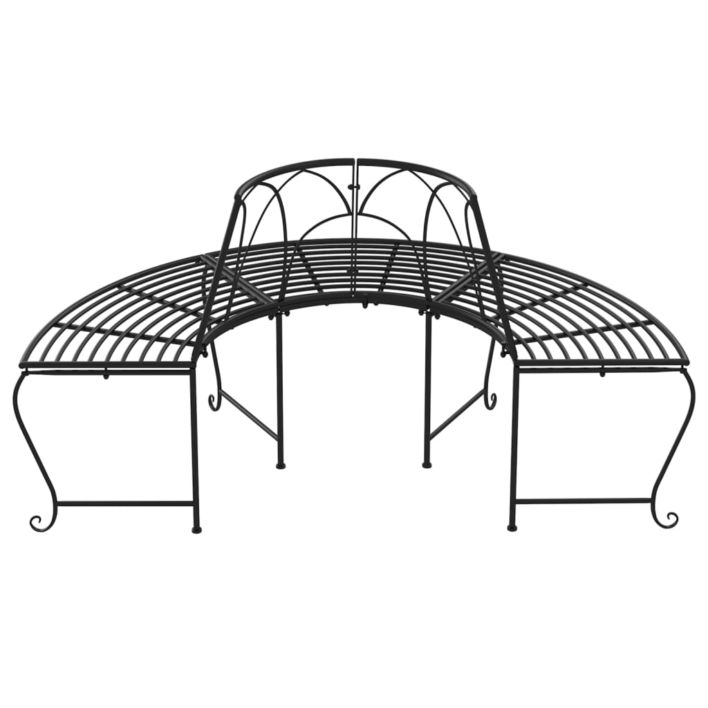 Half Round Tree Bench ?59 cm Black Steel