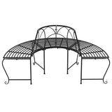 Half Round Tree Bench ?59 cm Black Steel