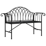 2-Seater Garden Bench 128 cm Black Steel - Front View