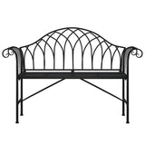 2-Seater Garden Bench 128 cm Black Steel - Side View