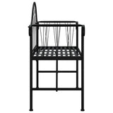 2-Seater Garden Bench 128 cm Black Steel - Top-Down View