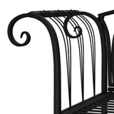 2-Seater Garden Bench 128 cm Black Steel - 45-Degree Angle