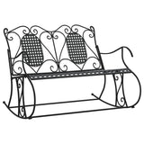 2-Seater Rocking Bench 113 cm Black Steel - Front View