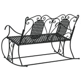 2-Seater Rocking Bench 113 cm Black Steel - 45-Degree Angle