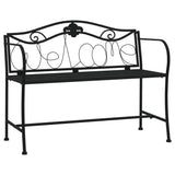 2-Seater Garden Bench 104 cm Black Steel - Front View