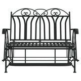 2-Seater Glider Bench 114 cm Black Steel - Side View
