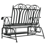 2-Seater Glider Bench 114 cm Black Steel - Close-Up Angle