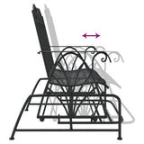 2-Seater Glider Bench 114 cm Black Steel - Low Angle