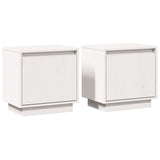 Bedside Cabinets 2 pcs White 40x30x40 cm Solid Wood Pine - Front View