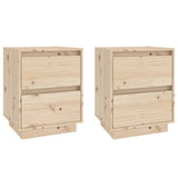Bedside Cabinets 2 pcs 40x35x50 cm Solid Wood Pine - Front View