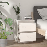Bedside Cabinet White 40x35x50 cm Solid Wood Pine - Side View
