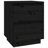 Bedside Cabinet Black 40x35x50 cm Solid Wood Pine - Front View
