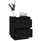 Bedside Cabinet Black 40x35x50 cm Solid Wood Pine - Top-Down View