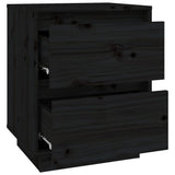 Bedside Cabinets 2 pcs Black 40x35x50 cm Solid Wood Pine - Low Angle