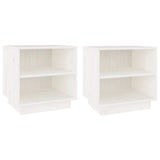 Bedside Cabinets 2 pcs White 40x34x40 cm Solid Wood Pine - Front View