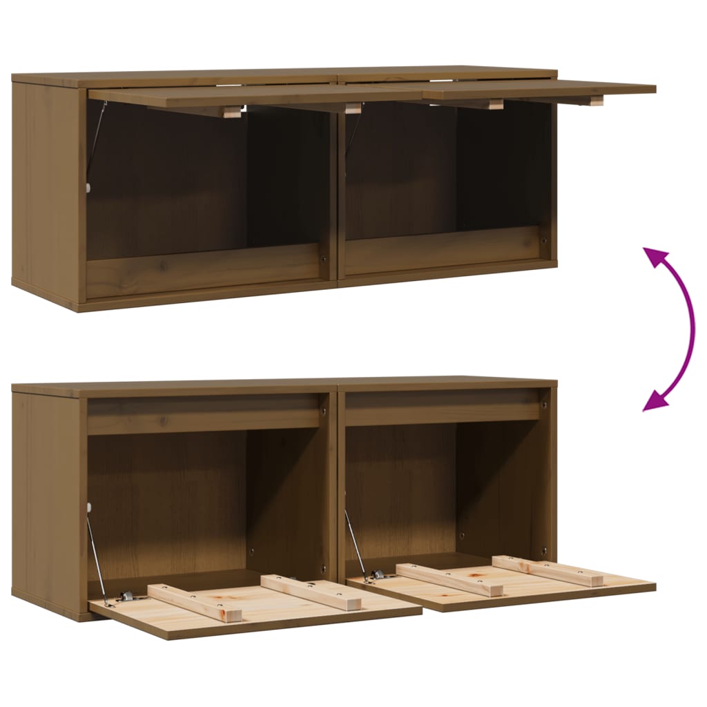 Wall Cabinets 2 pcs Honey Brown 45x30x35 cm Solid Wood Pine