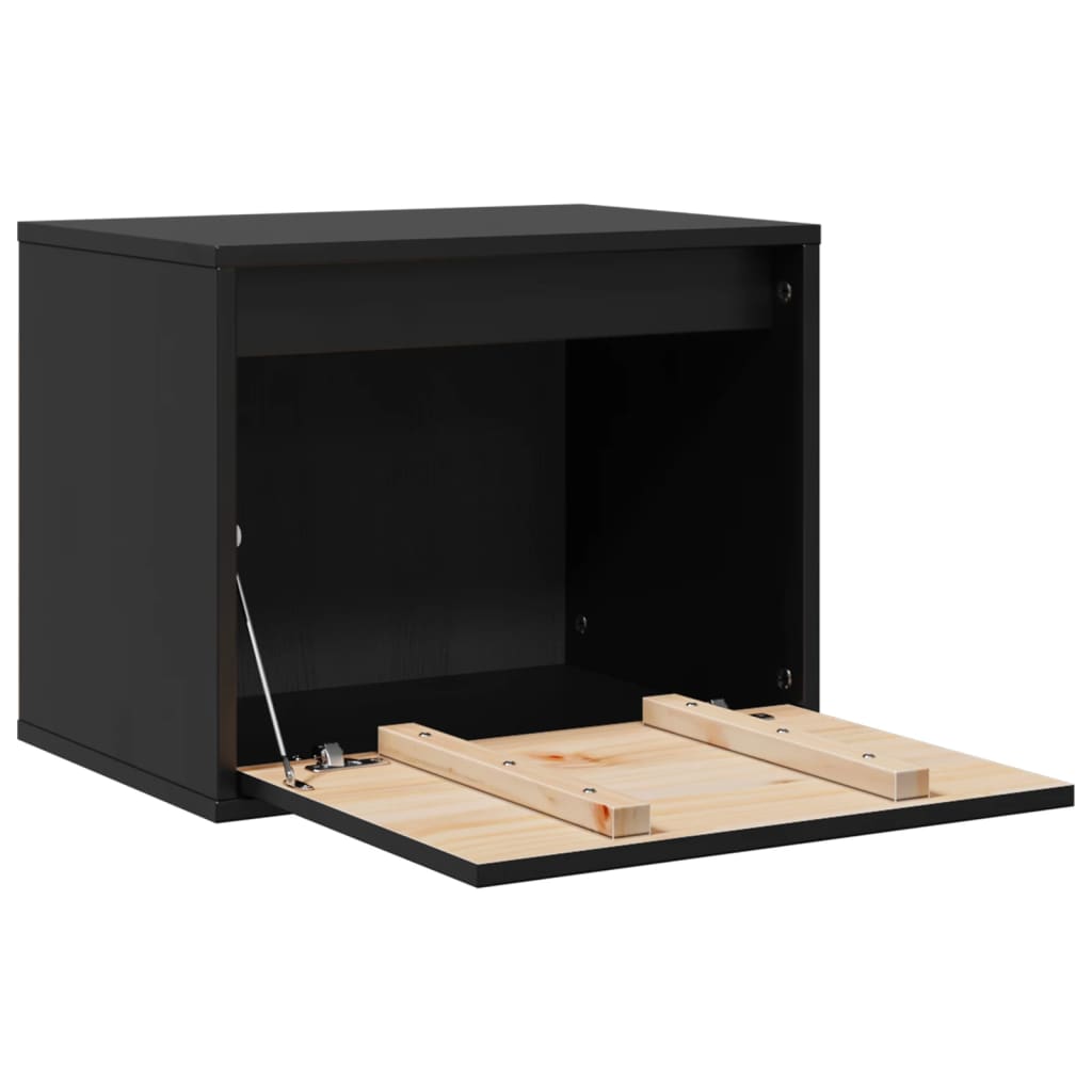 Wall Cabinet Black 45x30x35 cm Solid Wood Pine