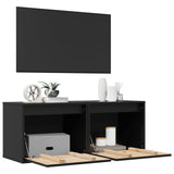 Wall Cabinets 2 pcs Black 45x30x35 cm Solid Wood Pine - Top-Down View