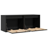 Wall Cabinets 2 pcs Black 45x30x35 cm Solid Wood Pine - Rear View