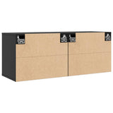 Wall Cabinets 2 pcs Black 45x30x35 cm Solid Wood Pine - Low Angle