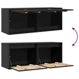 Wall Cabinets 2 pcs Black 45x30x35 cm Solid Wood Pine - Extra Image